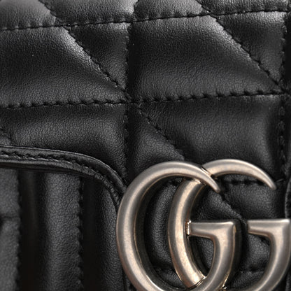 Gucci Calfskin Matelasse Aria Super Mini GG Marmont Shoulder Bag Black 9 of 12