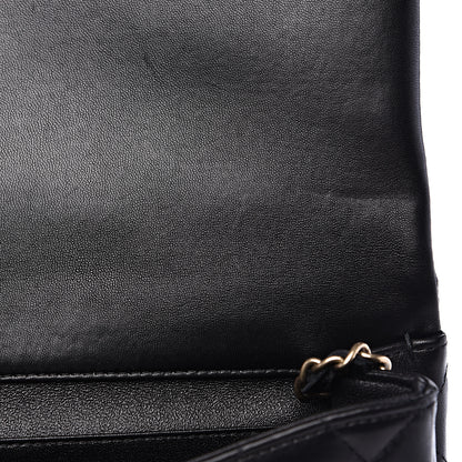 Chanel Lambskin Quilted Clutch With Chain Flap Black 12 of 13