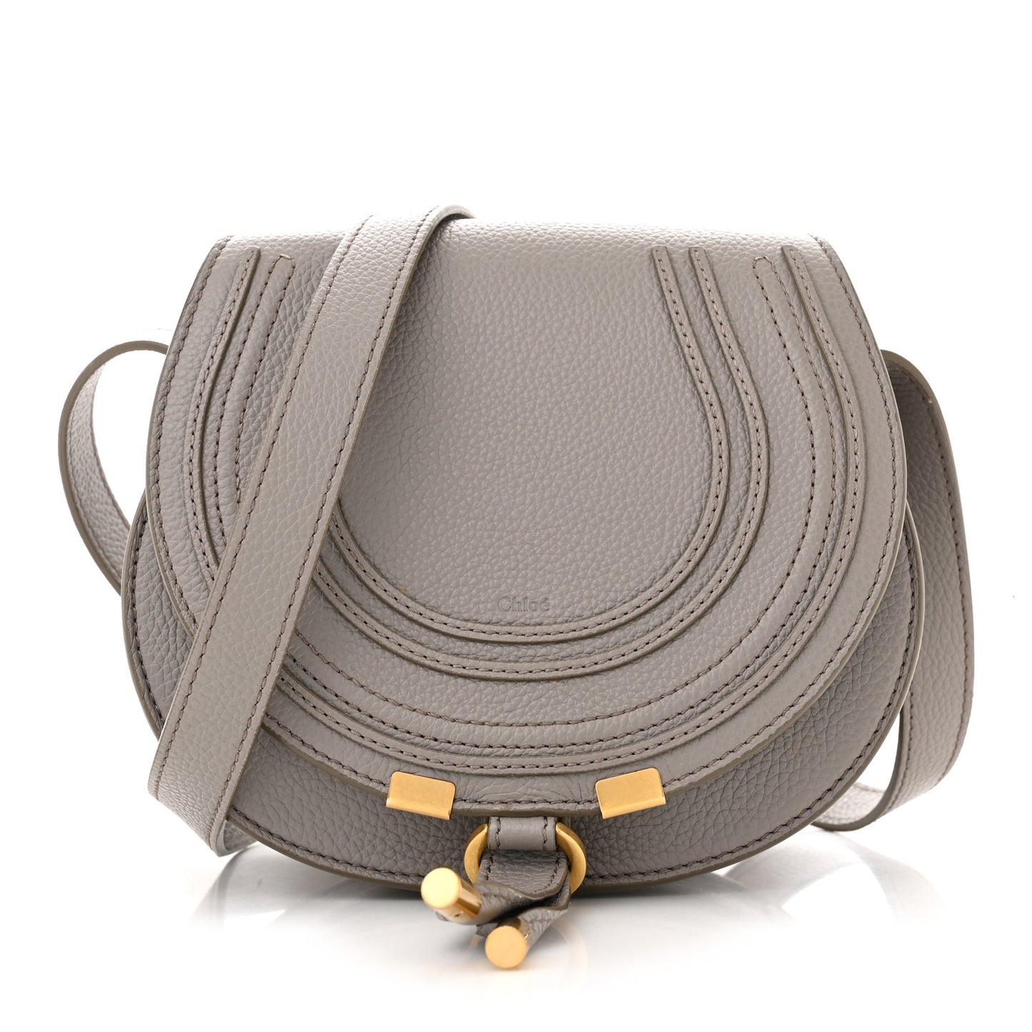 Calfskin Mini Marcie Round Crossbody Bag Cashmere Grey