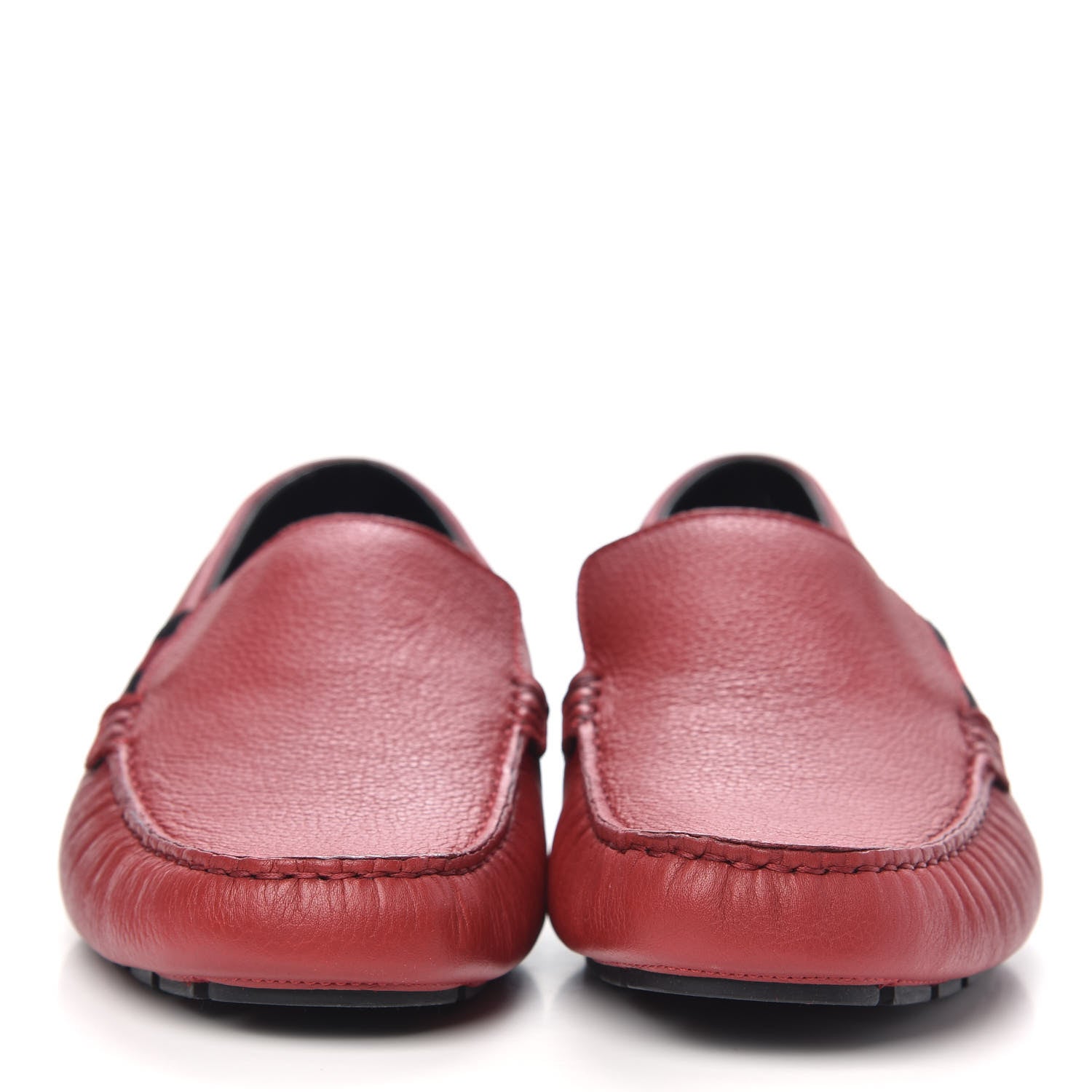 Gucci Calfskin Web Mens Driver Loafers 7.5 Red 2 of 10