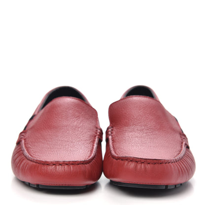 Gucci Calfskin Web Mens Driver Loafers 7.5 Red 2 of 10