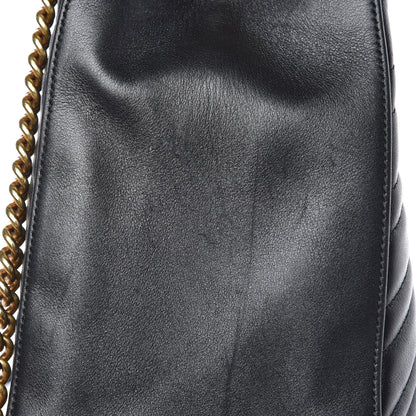 Gucci Calfskin Matelasse Medium GG Marmont Shoulder Tote Bag Black 13 of 14