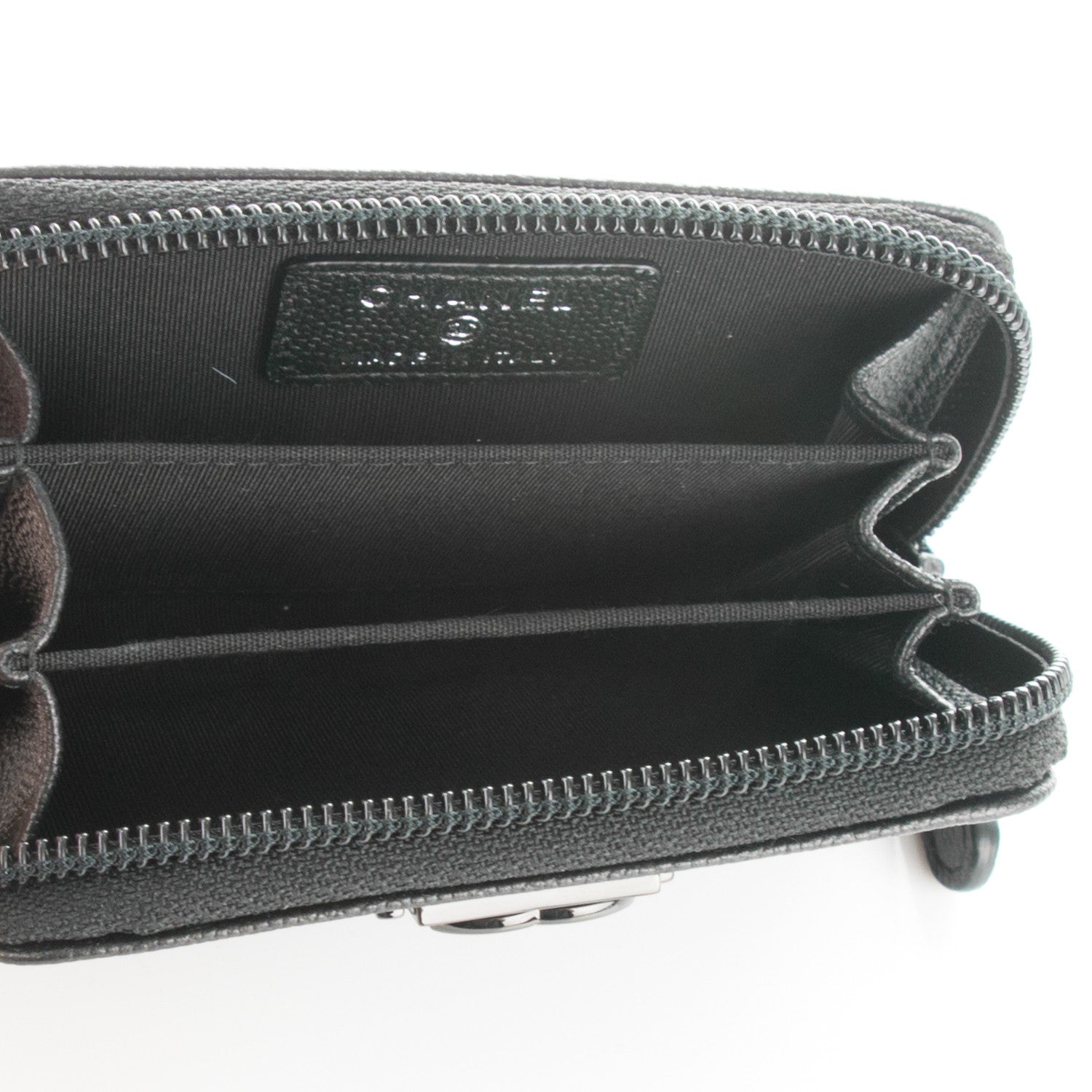 Chanel Caviar Quilted Boy Zip Around Coin Purse Wallet So Black 5 of 7