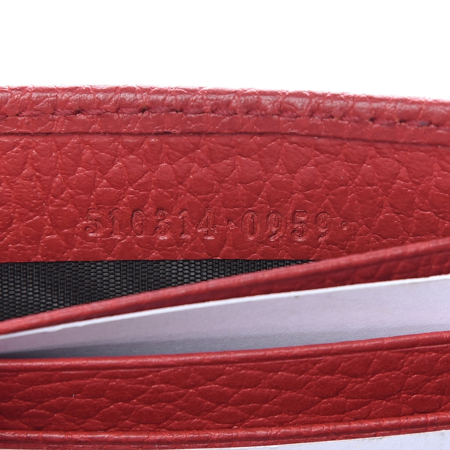 Dollar Calfskin Interlocking G Chain Wallet Red