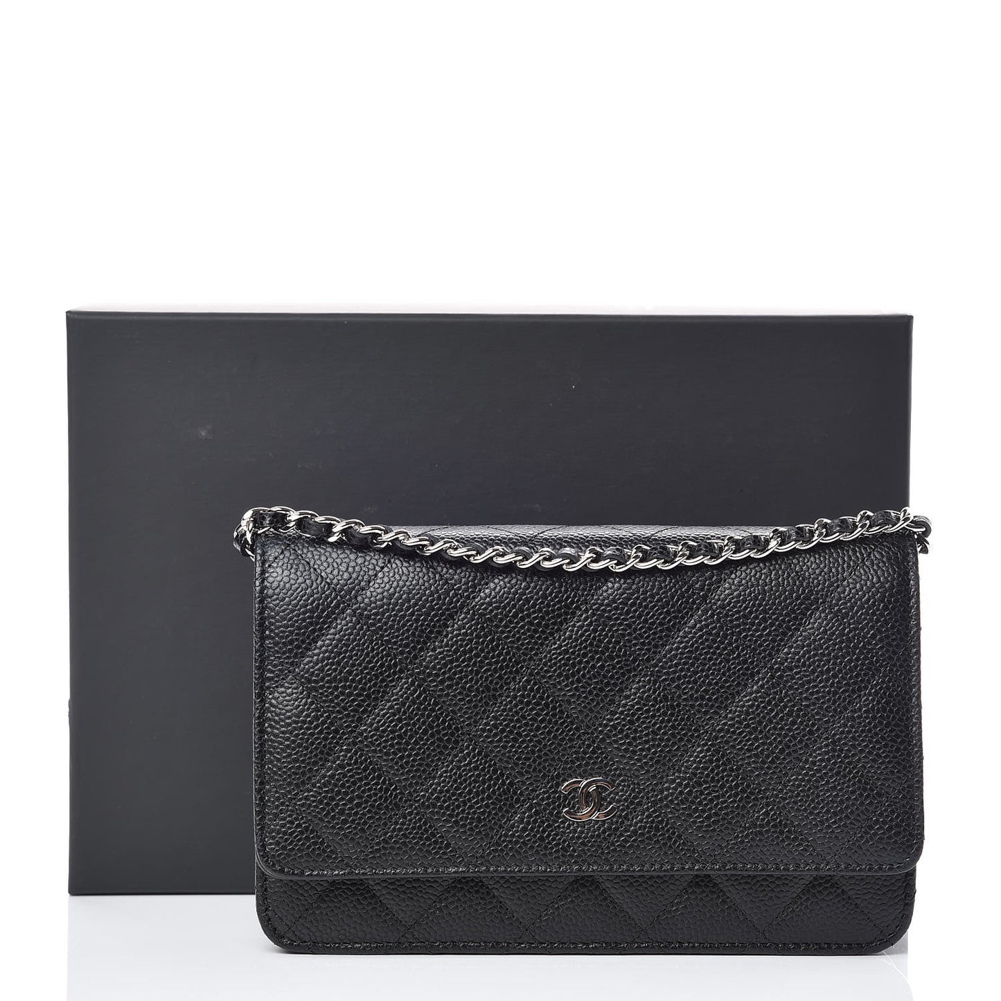 Caviar Quilted Wallet On Chain WOC Black
