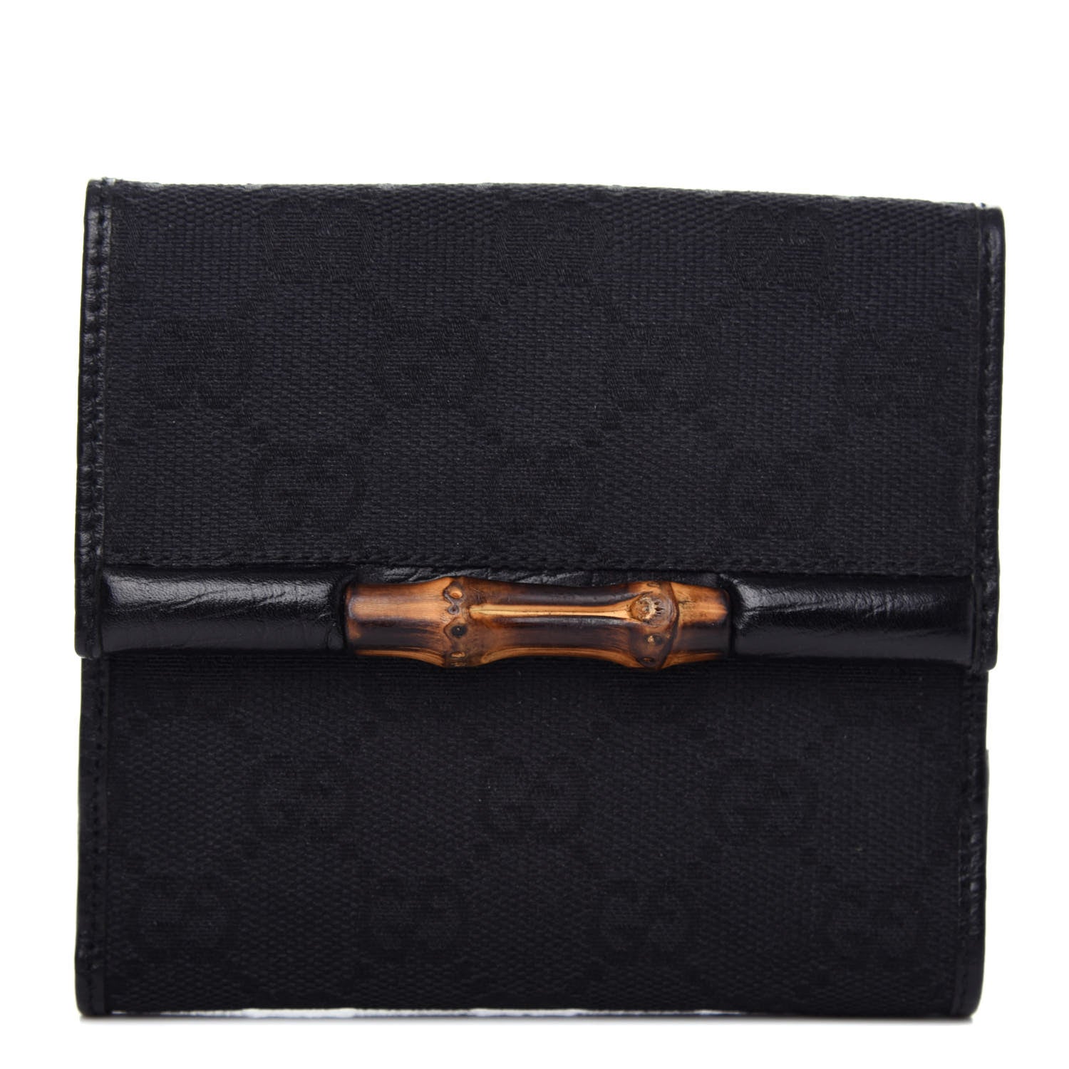 Gucci Monogram Bamboo Bar French Wallet Black 1 of 8