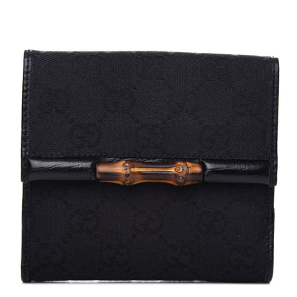 Gucci Monogram Bamboo Bar French Wallet Black 1 of 8