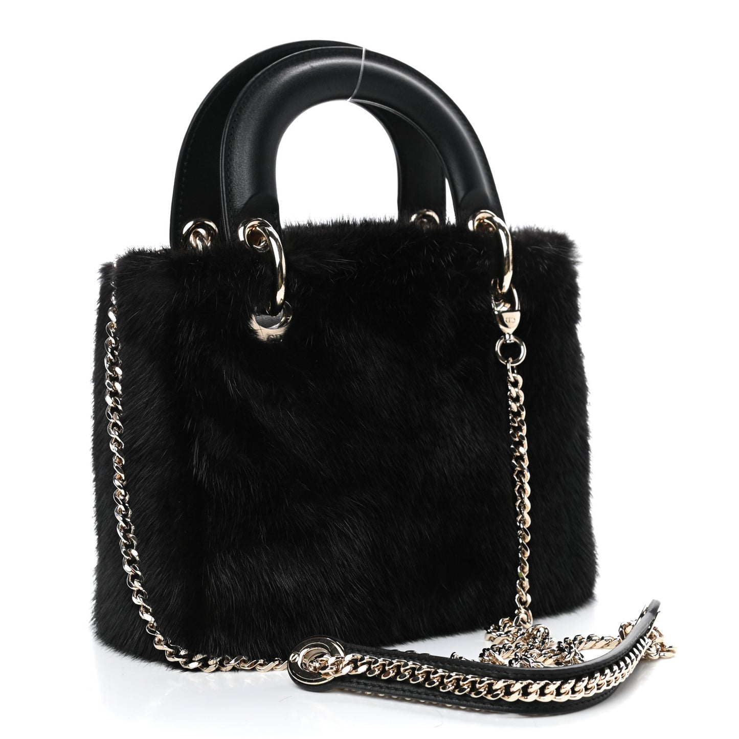 Mink Fur Mini Lady Dior Black