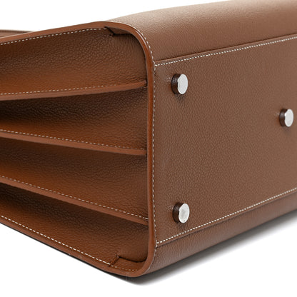 Saint Laurent Grained Calfskin Topstitch Small Sac De Jour Cognac 11 of 13