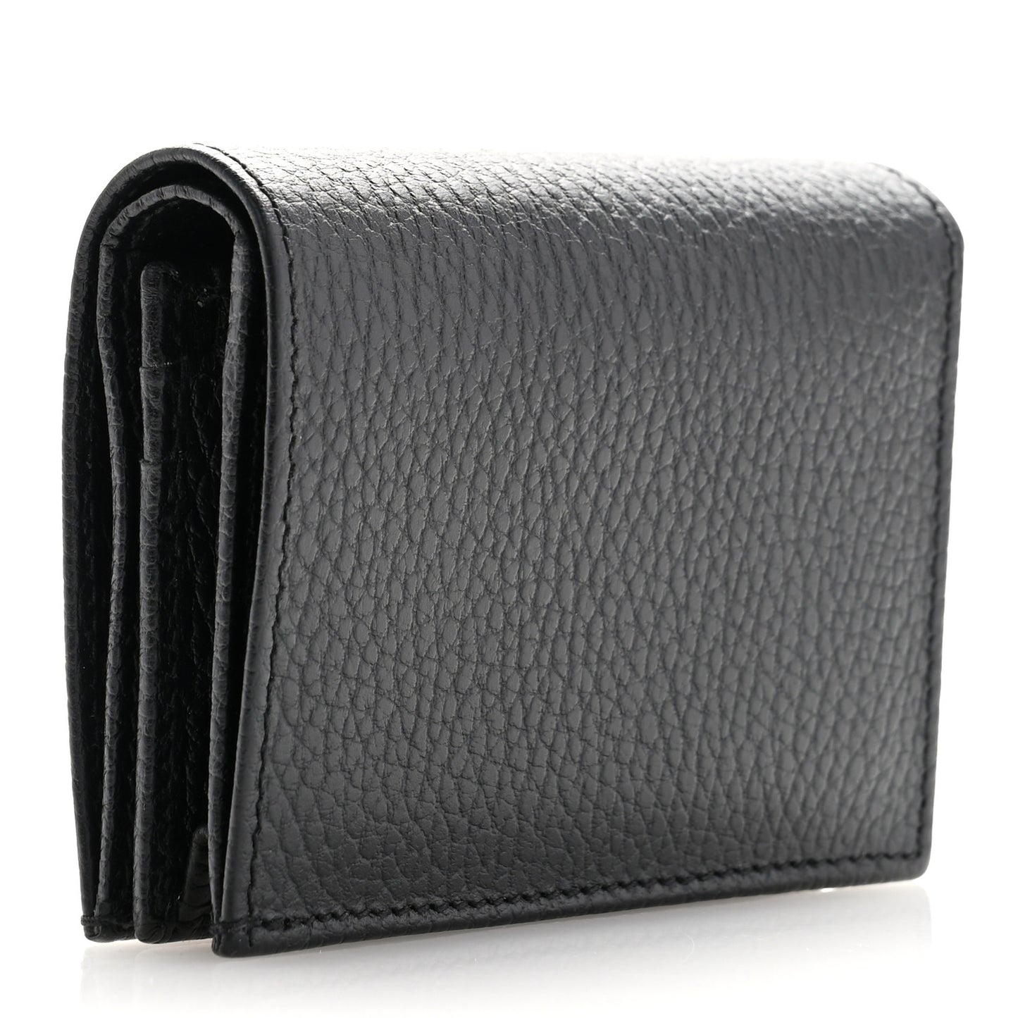 Dollar Calfskin Enamel Monochrome GG Marmont Card Case Black