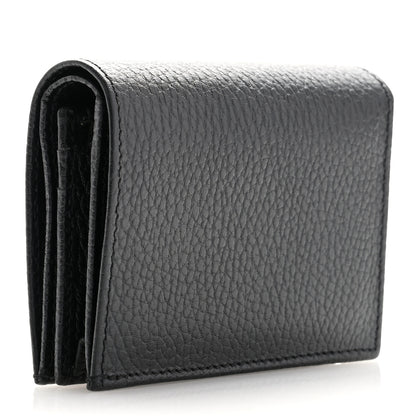 Gucci Dollar Calfskin Enamel Monochrome GG Marmont Card Case Black 3 of 7