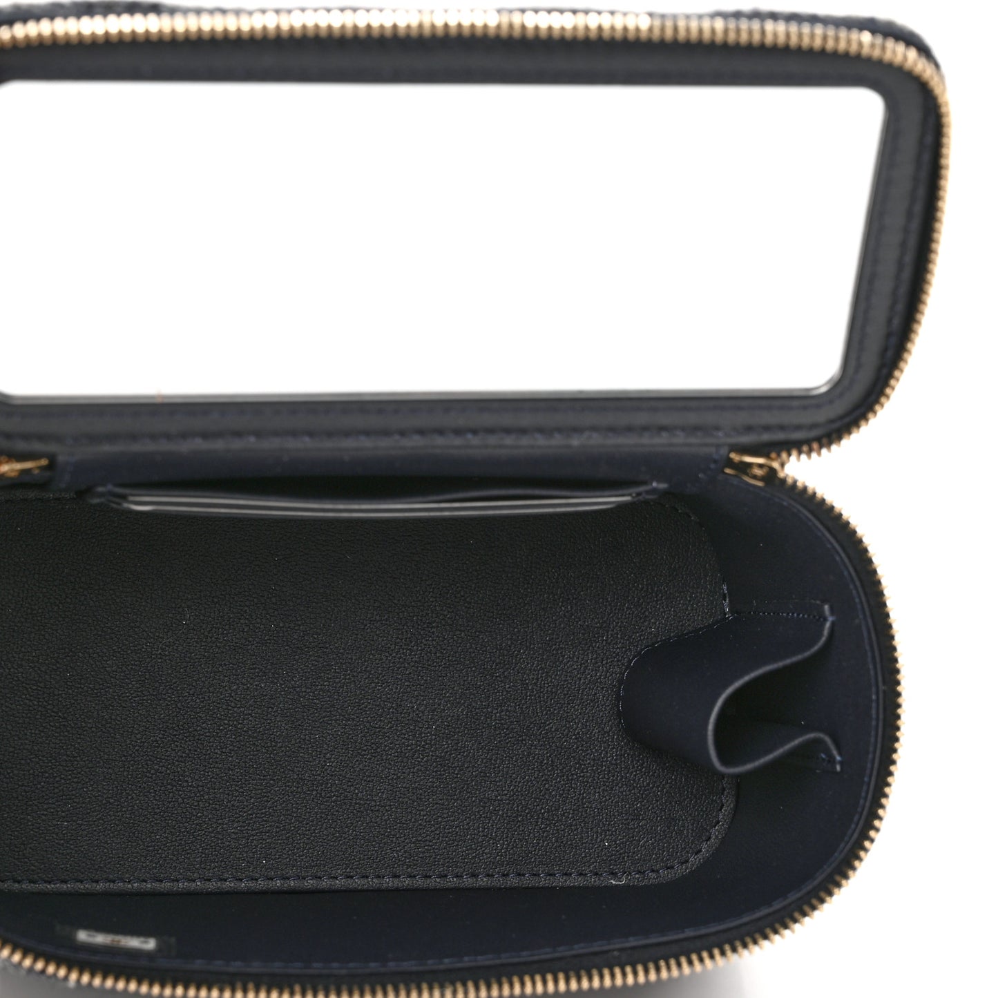 Wool Plaid Quilted Small Vanity Case With Chain Blue
