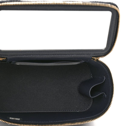 Chanel Wool Plaid Quilted Small Vanity Case With Chain Blue 6 of 12