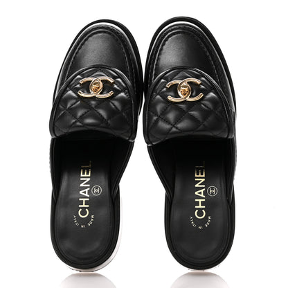 Chanel Lambskin Quilted CC Turnlock Mules 36 Black 2 of 12