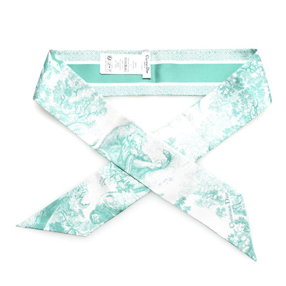 Christian Dior Silk Toile De Jouy Mitzah Scarf Green 1 of 4