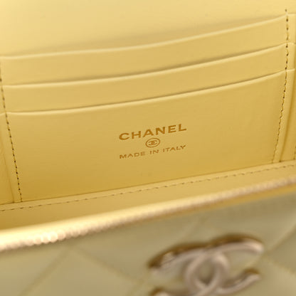 Chanel Lambskin Quilted Small Vanity Case With Chain Light Yellow 6 of 12