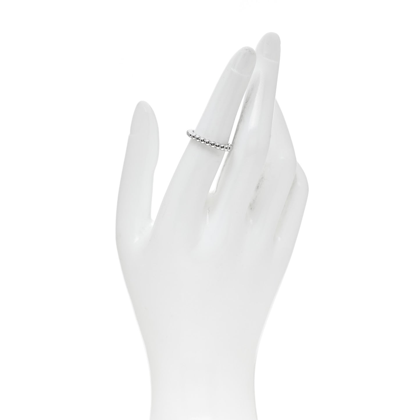 18K White Gold Medium Perlee Ring 52 6