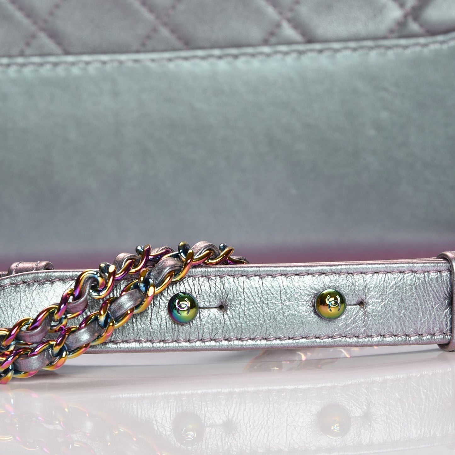 Iridescent Lambskin Calfskin Quilted Medium Gabrielle Hobo Light Purple