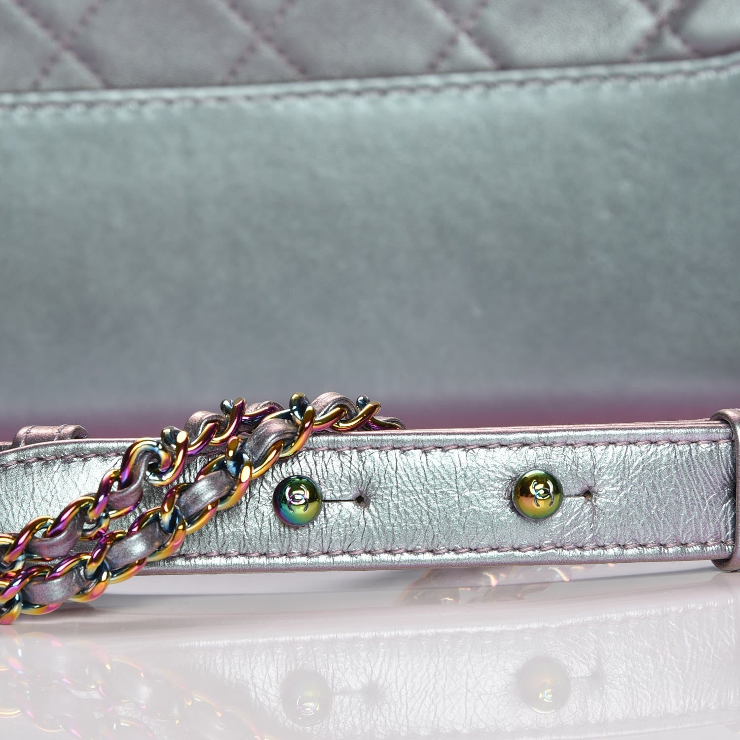 Chanel Iridescent Lambskin Calfskin Quilted Medium Gabrielle Hobo Light Purple 10 of 11