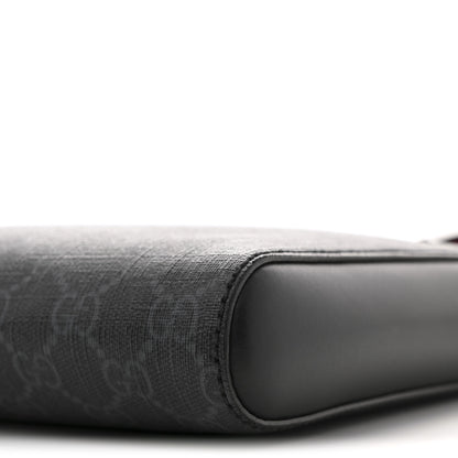 Gucci GG Supreme Monogram Web Small Flat Messenger Bag Black Grey 10 of 12