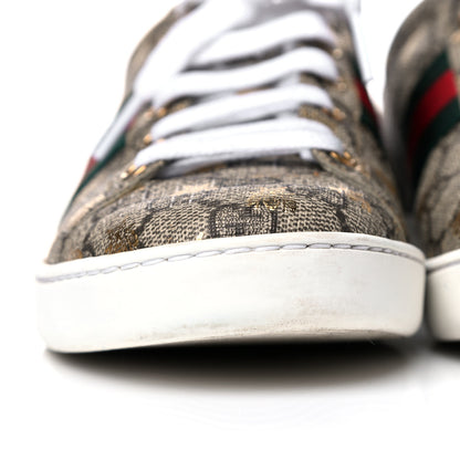 Gucci GG Supreme Monogram Bees Ayers Web Womens Ace Sneakers 38.5 Beige Oro Green Red 12 of 13