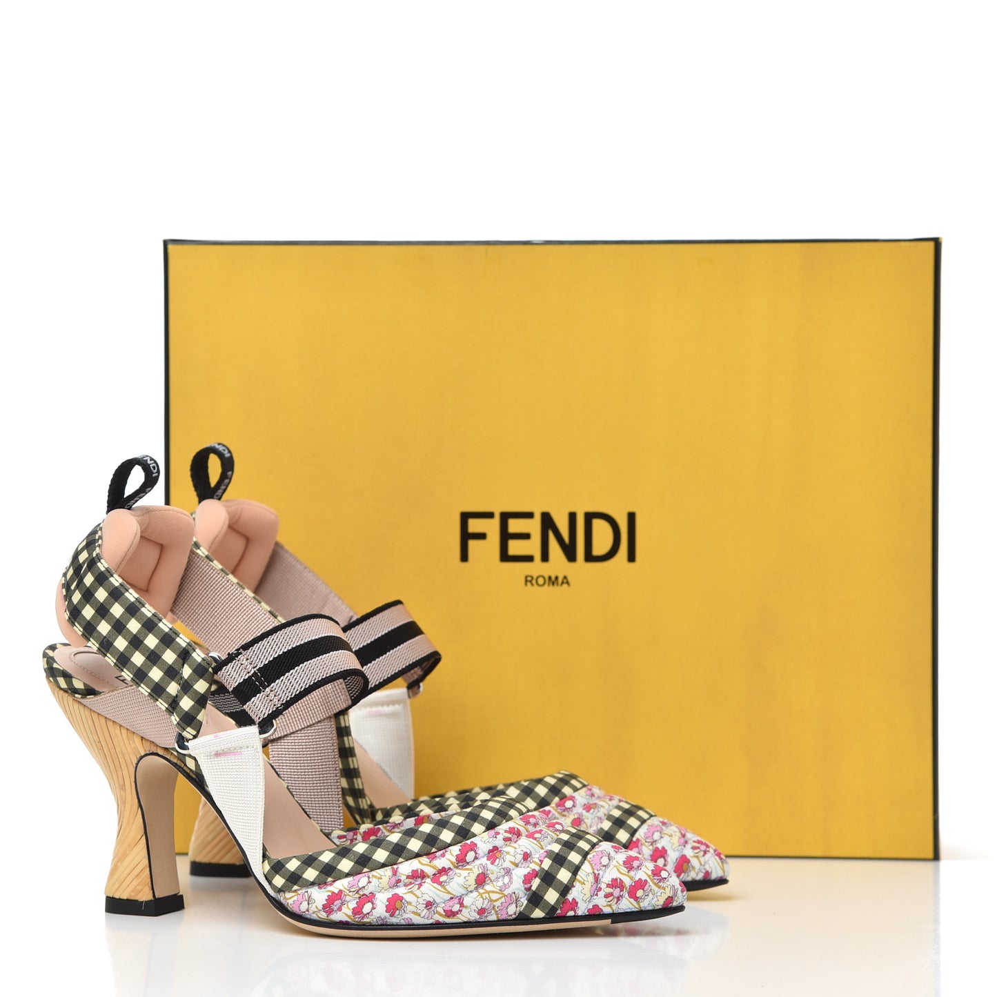 Cotton Printed Colibri Slingback Mid-Heel Pumps 36 Rosa Multi Black Crema