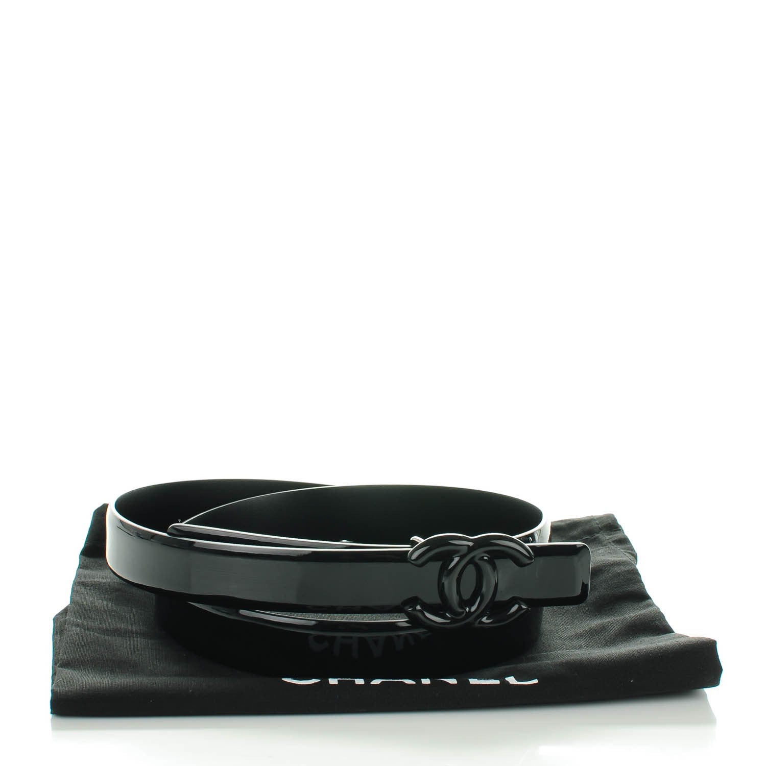 Chanel Patent CC Logo Skinny Belt 80 32 Black 8 of 8