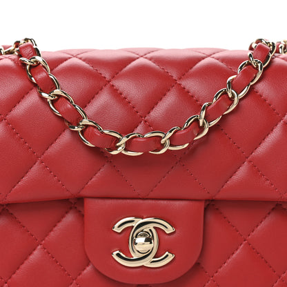 Chanel Lambskin Quilted Mini Rectangular Flap Red 8 of 11