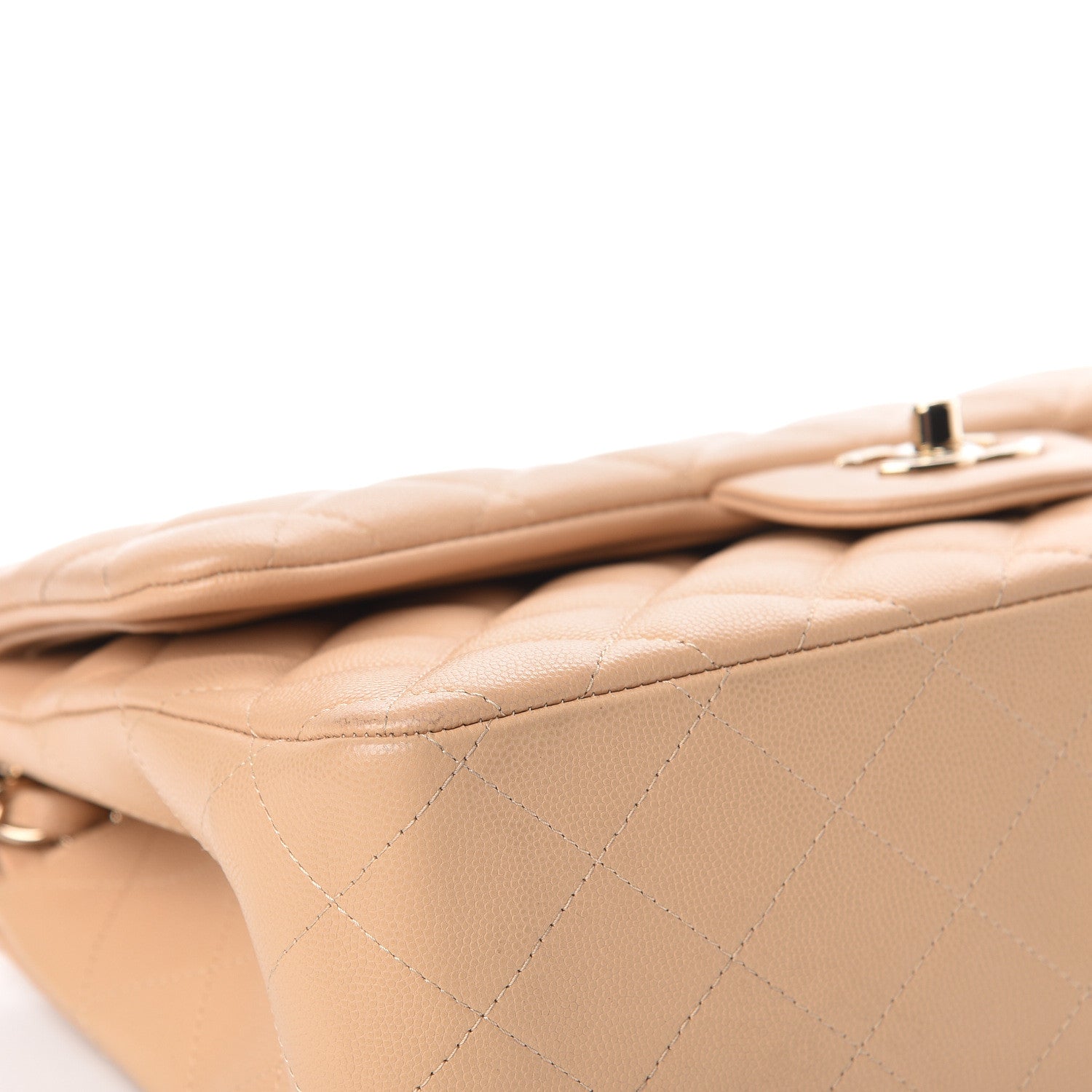 Chanel Caviar Quilted Jumbo Double Flap Light Beige 8 of 19