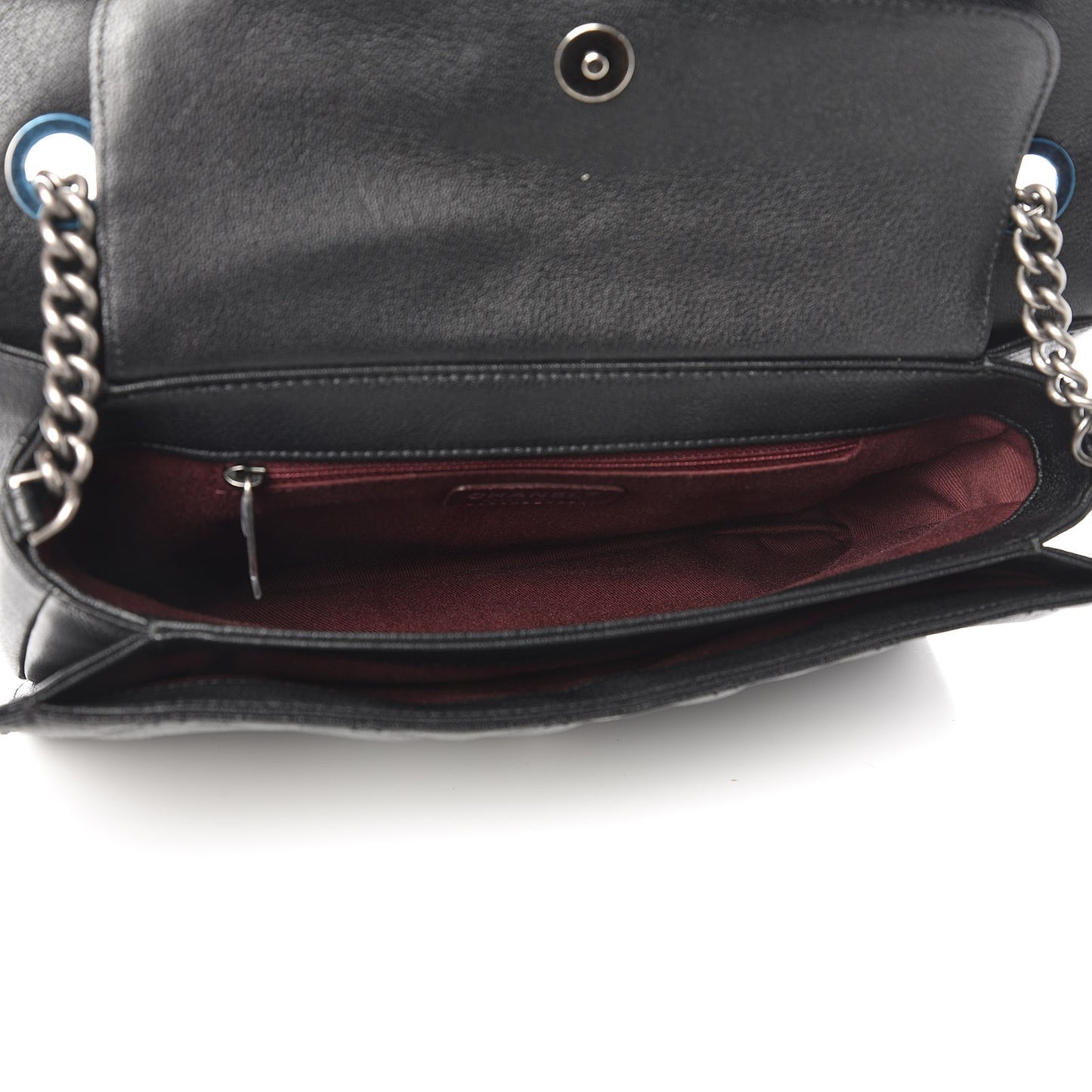 Goatskin Quilted Large Perfect Edge Flap Black