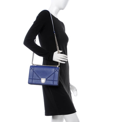Christian Dior Grained Calfskin Medium Diorama Flap Bag Bleu De Minuit 2 of 8