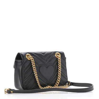 Gucci Calfskin Matelasse Mini GG Marmont Shoulder Bag Black 3 of 10
