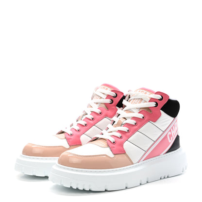 Christian Dior Nylon Calfskin Womens D-Player High Top Sneakers 40 Pink 3 of 10