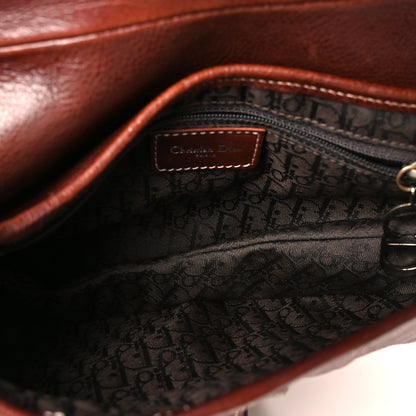 Christian Dior Calfskin Embroidered Romantic Flowers Saddle Bag Brown 5 of 13