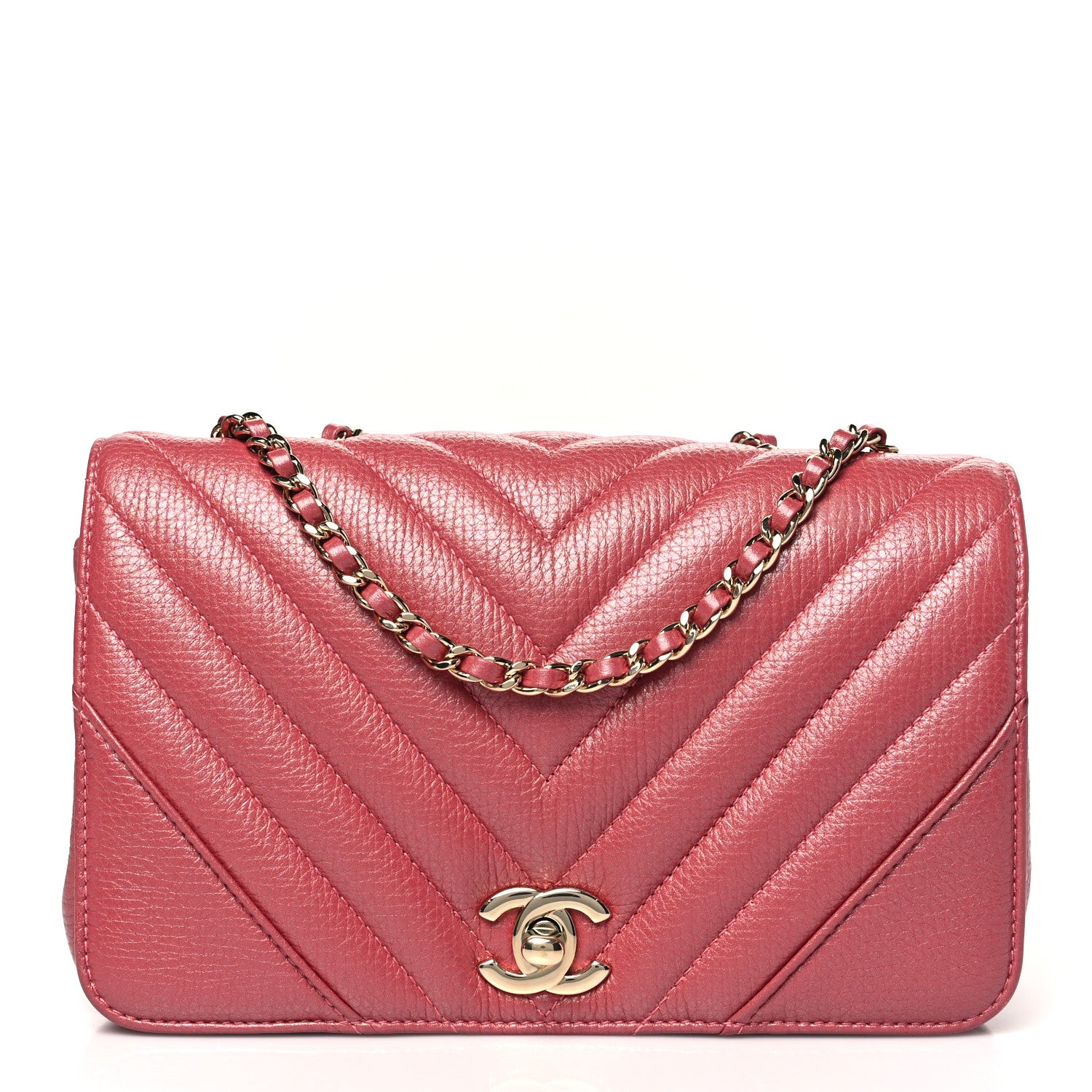 Chanel Calfskin Chevron Quilted Mini Statement Flap Pink 1 of 10