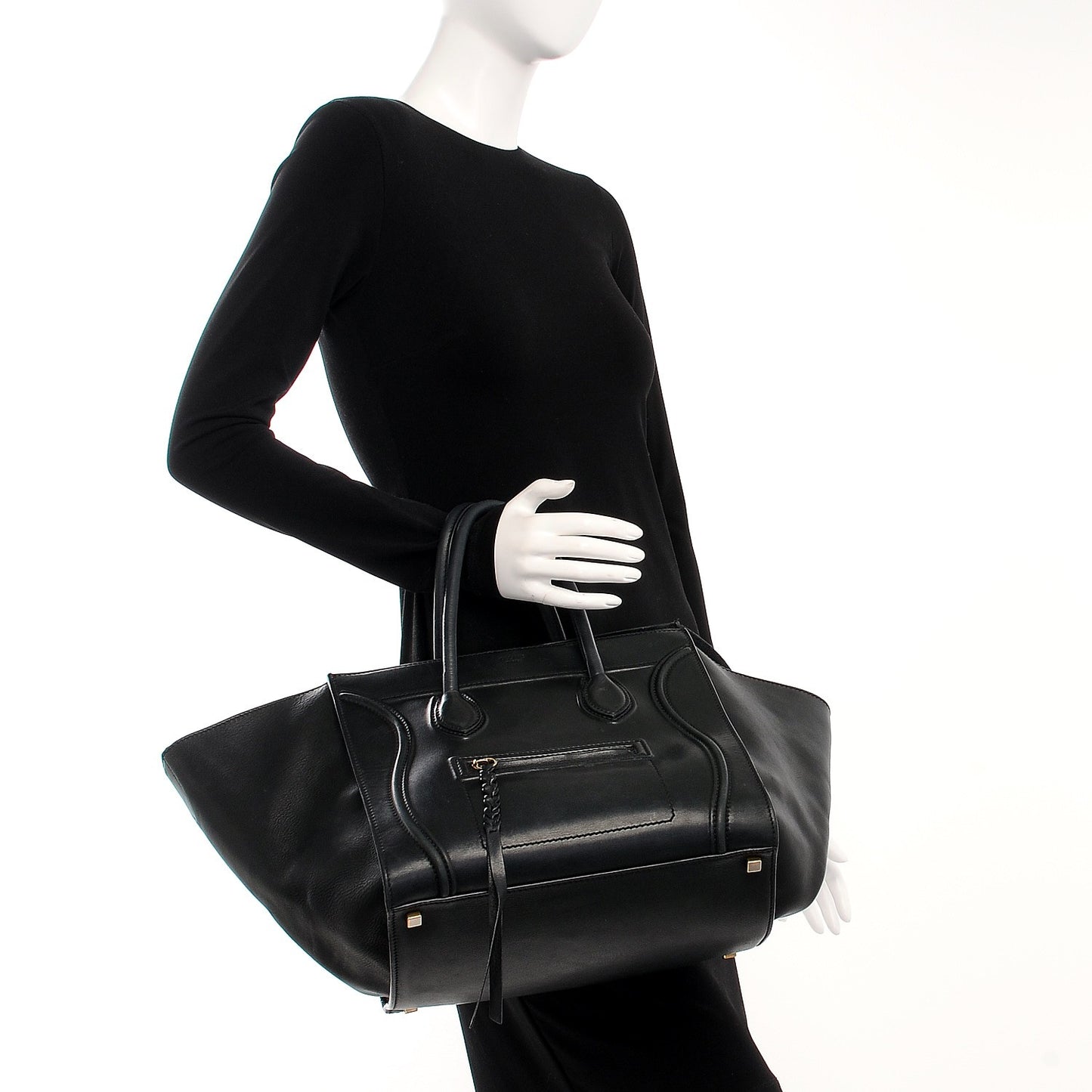 Smooth Calfskin Medium Phantom Luggage Black