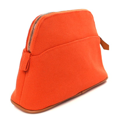 Hermes Cotton Canvas Mini Mini Bolide Travel Cosmetic Pouch Feu 3 of 9