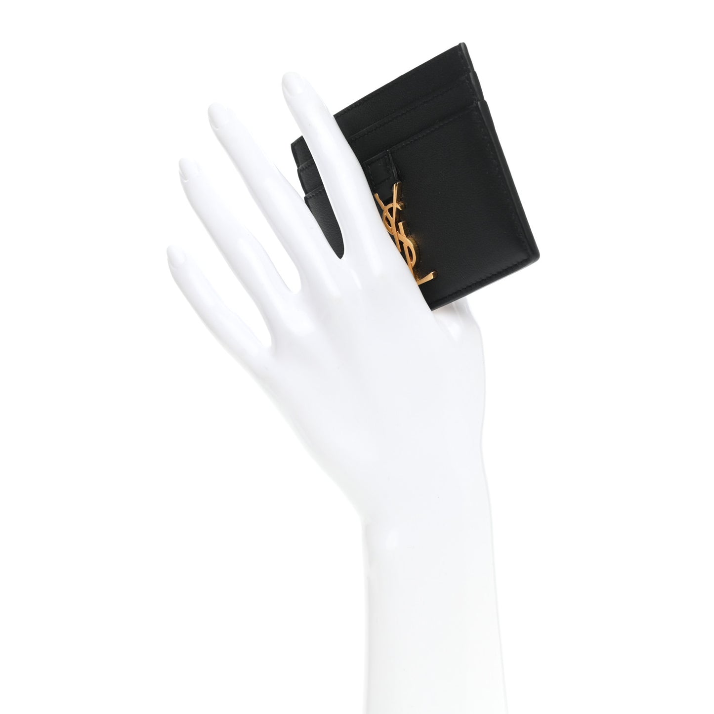 Calfskin Monogram Credit Card Case Black