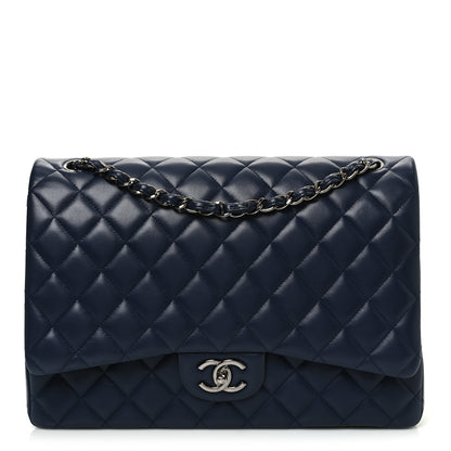 Chanel Lambskin Quilted Maxi Double Flap Dark Blue 1 of 11