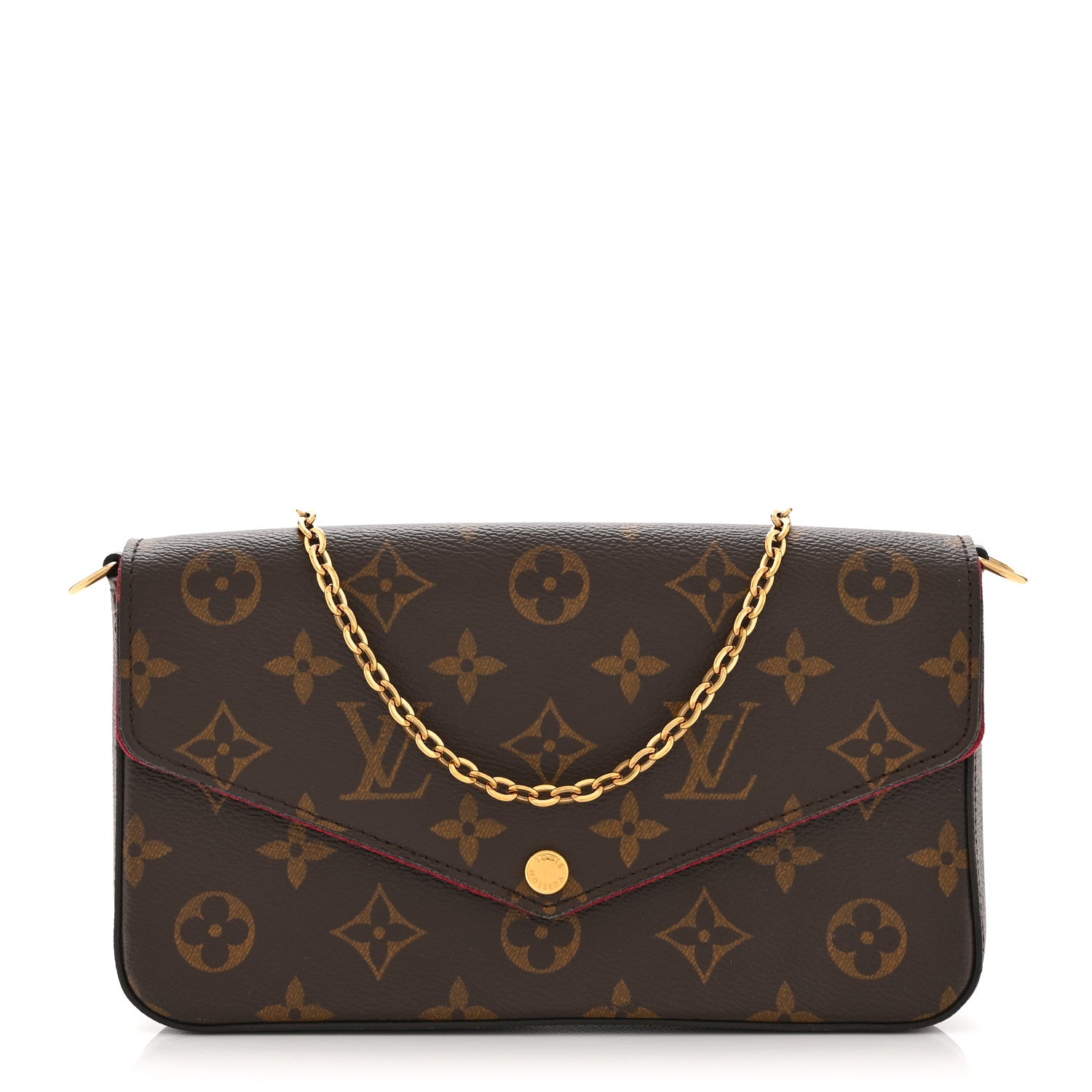 Louis Vuitton Monogram Pochette Felicie Chain Wallet Fuchsia 1 of 10