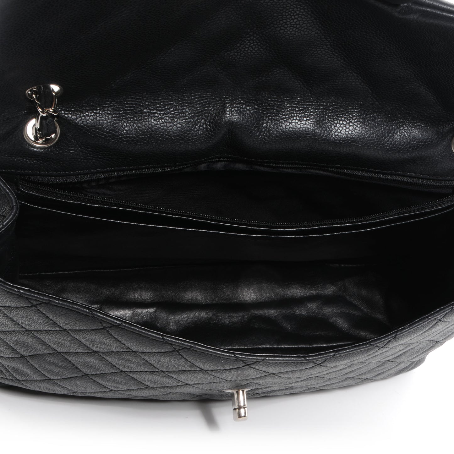 Washed Caviar Maxi Single Flap Black