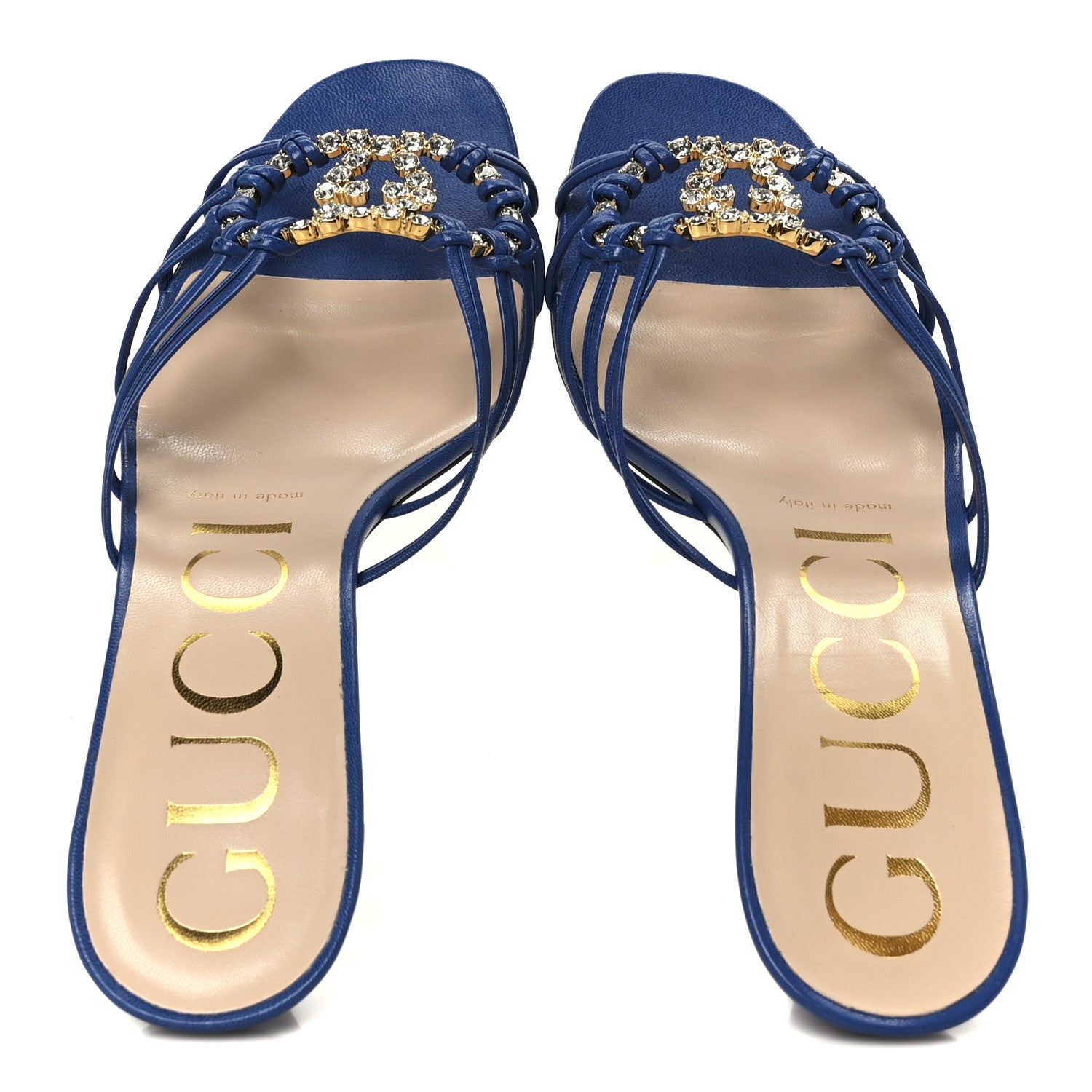 Gucci Malaga Kid Crystal GG Isa Ankle Strap 55mm Sandals 37 Rio Blue 2 of 10