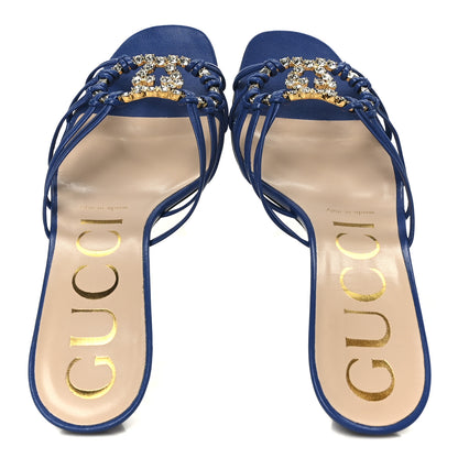 Gucci Malaga Kid Crystal GG Isa Ankle Strap 55mm Sandals 37 Rio Blue 2 of 10