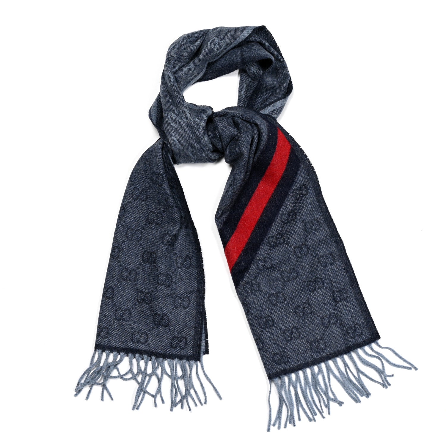 Gucci Wool Alpaca Monogram Web New Nikky Scarf Midnight Blue 1 of 5