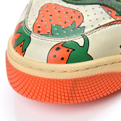 Gucci Nubuck Web Strawberry Print Womens Screener Sneakers 35.5 Dusty Milk White Vintage Green 9 of 10