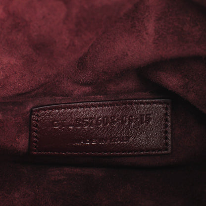 Saint Laurent Calfskin Small Emmanuelle Fringe Bucket Bag Bordeaux 7 of 7