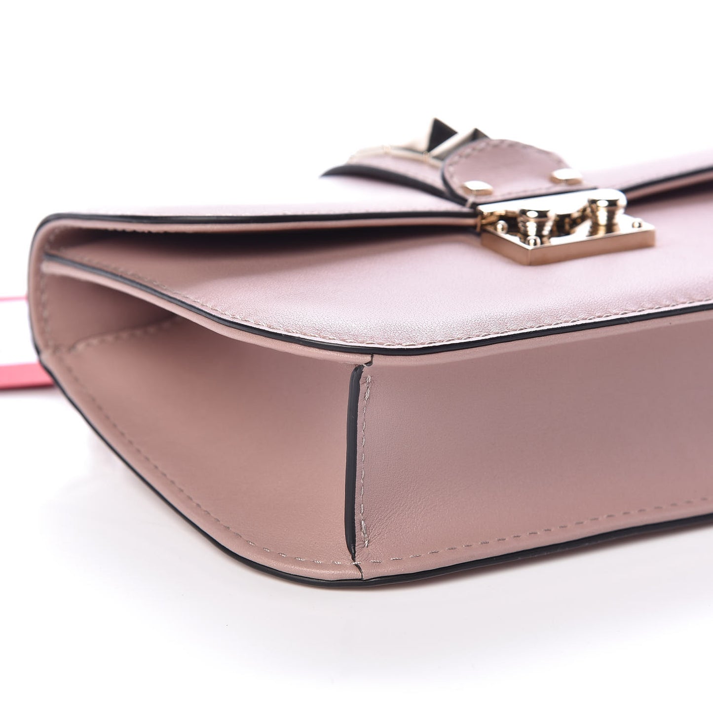 Vitello Small Glam Lock Rockstud Flap Poudre