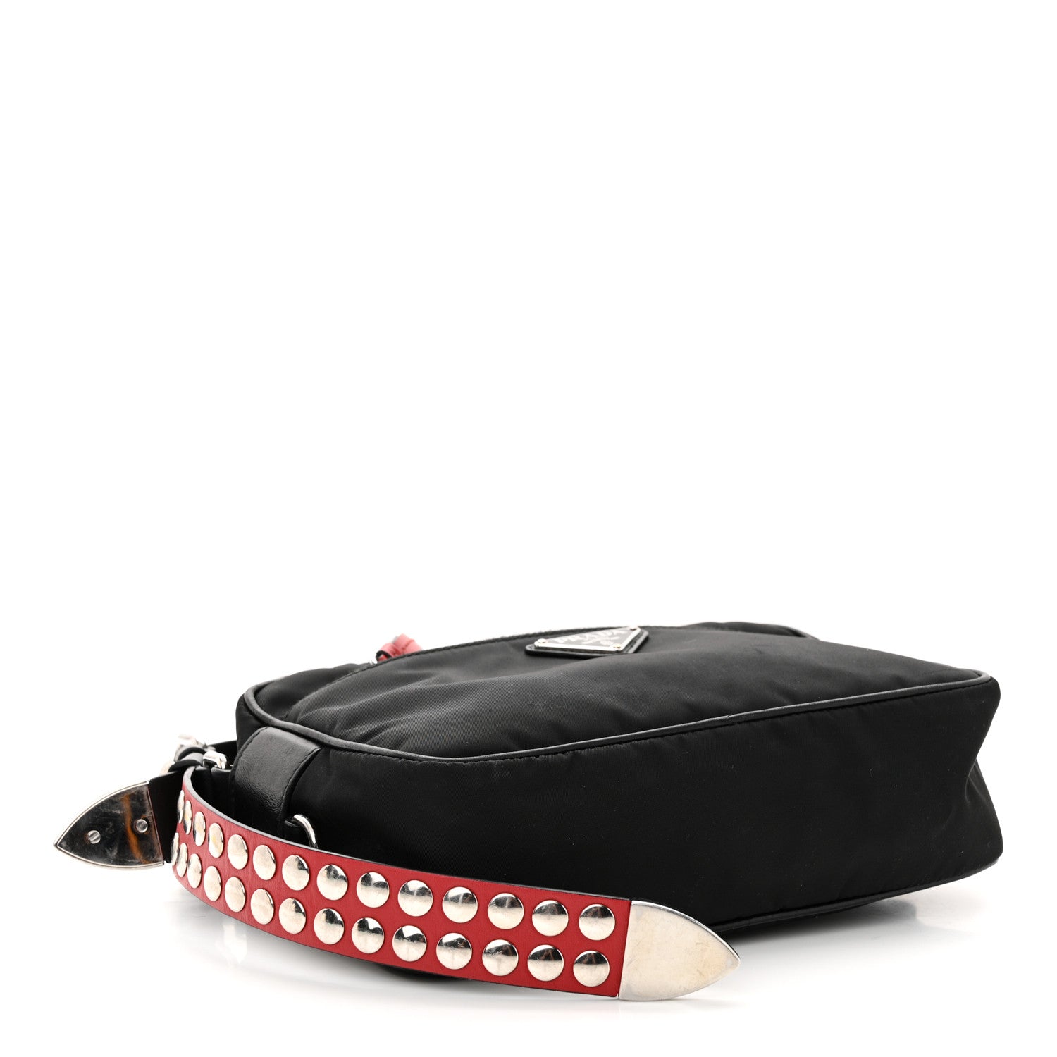Prada Tessuto Nylon Studded New Vela Shoulder Bag Black Fuoco 4 of 9
