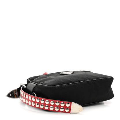 Prada Tessuto Nylon Studded New Vela Shoulder Bag Black Fuoco 4 of 9