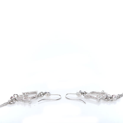 Christian Dior Crystal Signature Drop Earrings Pink Silver 3 of 4